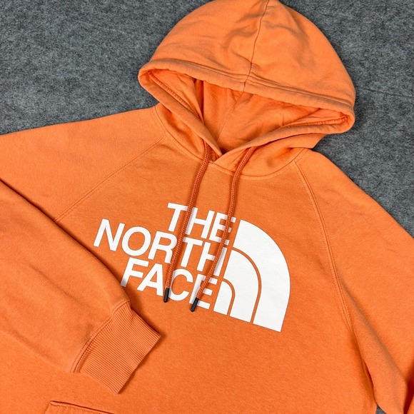 The‎ North Face Hoodie Womens Medium Orange Half Dome Pullover Sweatshirt Hiking - Picture 1 of 13